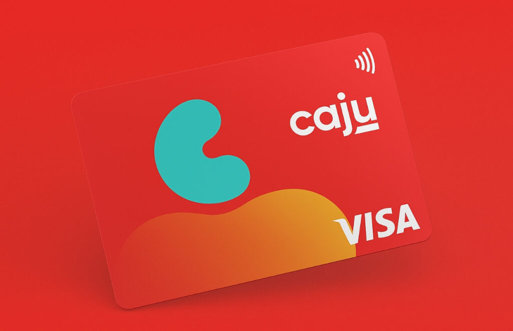 Cartão Caju usado pelos funcionários da Embraer para receber o vale-alimentação mensal